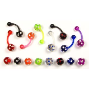Bauchnabelpiercing UV mit Kristallen Acryl und PTFE Stab | Verschiedene Farben