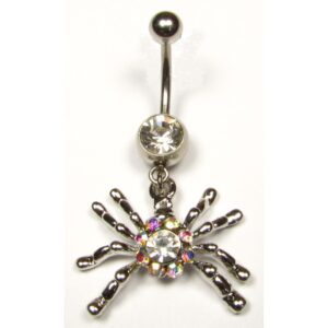 Bauchnabelpiercing mit Anhänger Spinne und Kristallen