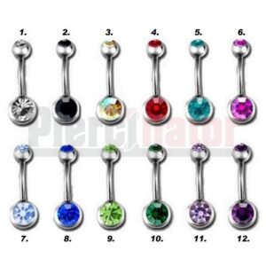 Bauchnabelpiercing Kristall Farbe nach Wahl Stab 1,6 x 12 mm
