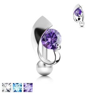 Bauchnabelpiercing Reverse mit Kubischem Zirkonia in der Mitte