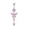 Bauchnabelpiercing Schmetterling Kristall Tropfen Rosa