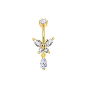 Bauchnabelpiercing Schmetterling mit Kristallen und goldfarbiger Beschichtung
