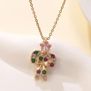 Zauberhafte Halskette mit Anhänger Schleife mit Kristallen