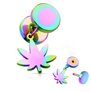 Hanf / Hemp - Fake Plug Ohr Stecker Piercing Edelstahl