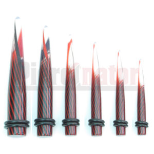 Expander/Dehnstab Gestreift Rot/Schwarz Acryl - SET 6 Stück