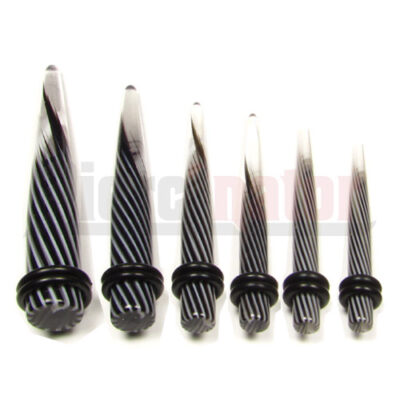 Expander/Dehnstab Gestreift Weiß/Schwarz Acryl - SET 6 Stück