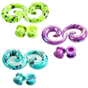 Spirale & Tunnel 4 Stück in Neonfarben aus Acryl