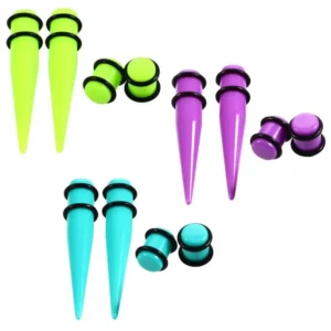 Expander & Plug 4 Stück in Neonfarben aus Acryl