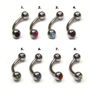 Augenbrauenpiercing Edelstahl mit Kristallen