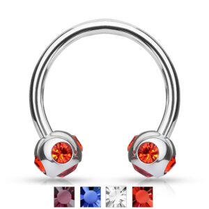 Hufeisen mit 5 Kristalle diverse Farben