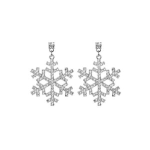 Ohrhänger Edelstahl mit Schneeflocken-Anhänger und Kristallen kurz