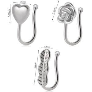 Fake Nasenpiercing diverse Motive Herz/Rose/Blatt