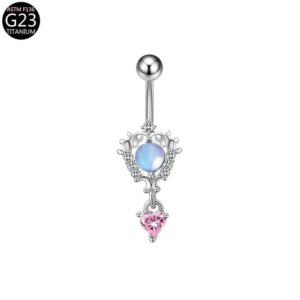 Bauchnabelpiercing Herzanhänger mit Opal und Kristallen