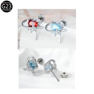 Titan Ohrstecker Herz & Stern – Funkelnde Kristalle in Rot oder Hellblau