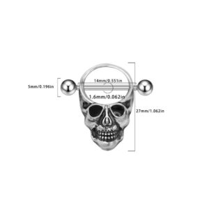 Brustwarzenpiercing Totenkopf aus 316L Edelstahl – Skull Design