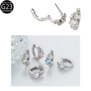 Ohrstecker Creolen mit funkelndem Kristall aus Titanstahl – verschiedene Farben