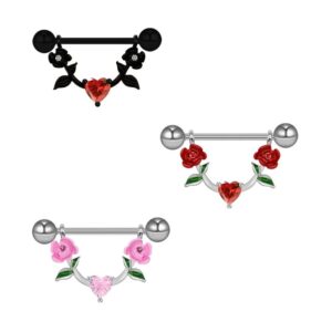 Brustwarzenpiercing Herz & Blume – Romantisches Design in 3 edlen Varianten