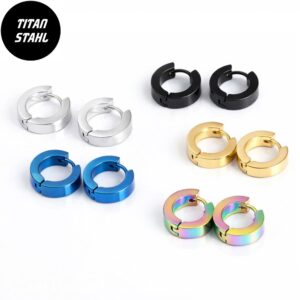 1 Paar Ohrringe Creolen aus Titanstahl – Poliert | 5 Farben