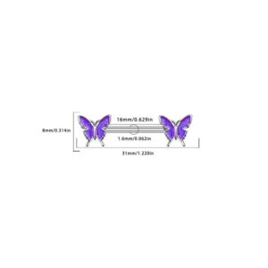 Brustwarzenpiercing Schmetterling Violett sehr leicht nur 1 Gramm