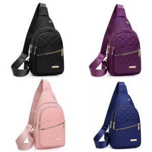 Damen Crossbody Tasche Stepp-Design – Multifunktionale Brusttasche mit Gold-Details | Schwarz, Lila, Rosa, Blau