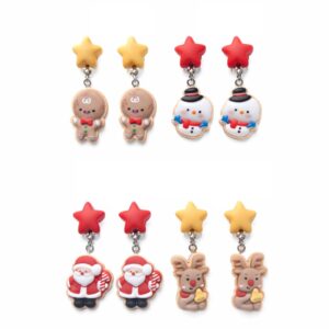 Süße Weihnachts-Ohrclips für Kinder – Kunststoffharz, Leicht & Schmerzfrei
