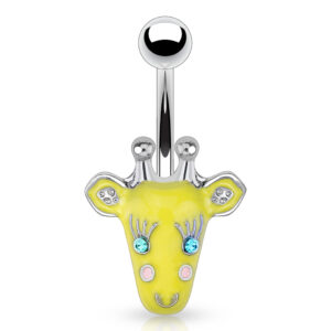 Bauchnabelpiercing Giraffe Gelb mit Kristall Augen