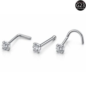 Titan Nasenpiercing Set – 3 Modelle (Gerade, Spirale und L-Stab) – hypoallergen & elegant