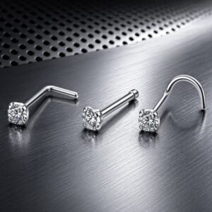 Titan Nasenpiercing Set – 3 Modelle (Gerade, Spirale und L-Stab) – hypoallergen & elegant