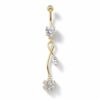 Bauchnabelpiercing Gold – Kristall Blume & Infinity Anhänger
