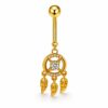 Bauchnabelpiercing Traumfänger Gold mit Zirkonia & Federn – Edelstahl 316L