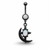 Bauchnabelpiercing Mond & Opal – Black Gothic Edelstahl Anhänger