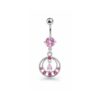 Bauchnabelpiercing Pink Crystal Circle Drop – Zirkonia Anhänger Edelstahl